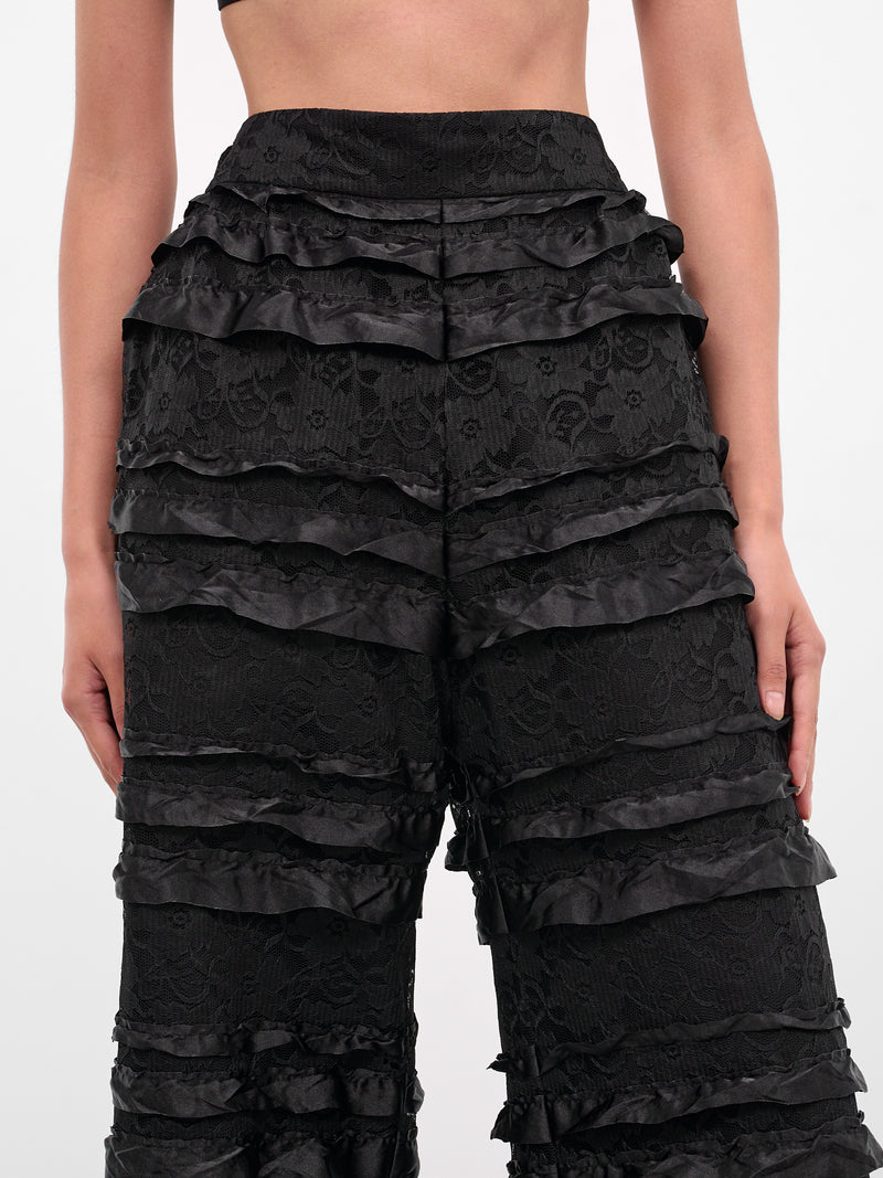 Black Layered Lace Ruffle Trousers (NP08-P006-RFLA-BLACK)