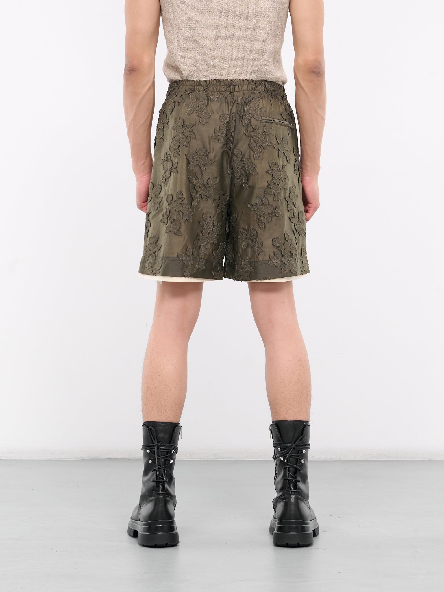 Floral Embroidery Drawstring Shorts (MPC0011-GR047-CONCRETE)
