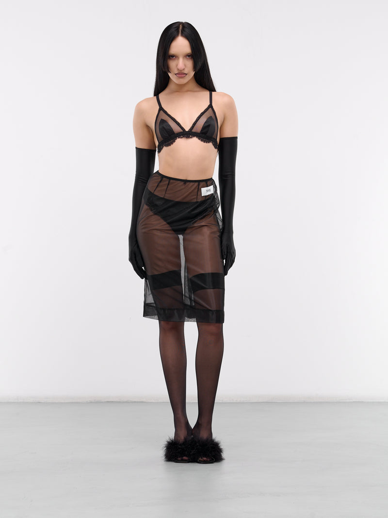 Lace Detailed Satin Thong (O2B50T-ONO13-BLACK)