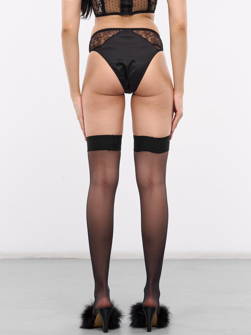 Lace Detailed Satin Briefs (O2F59T-ONQ17-BLACK)