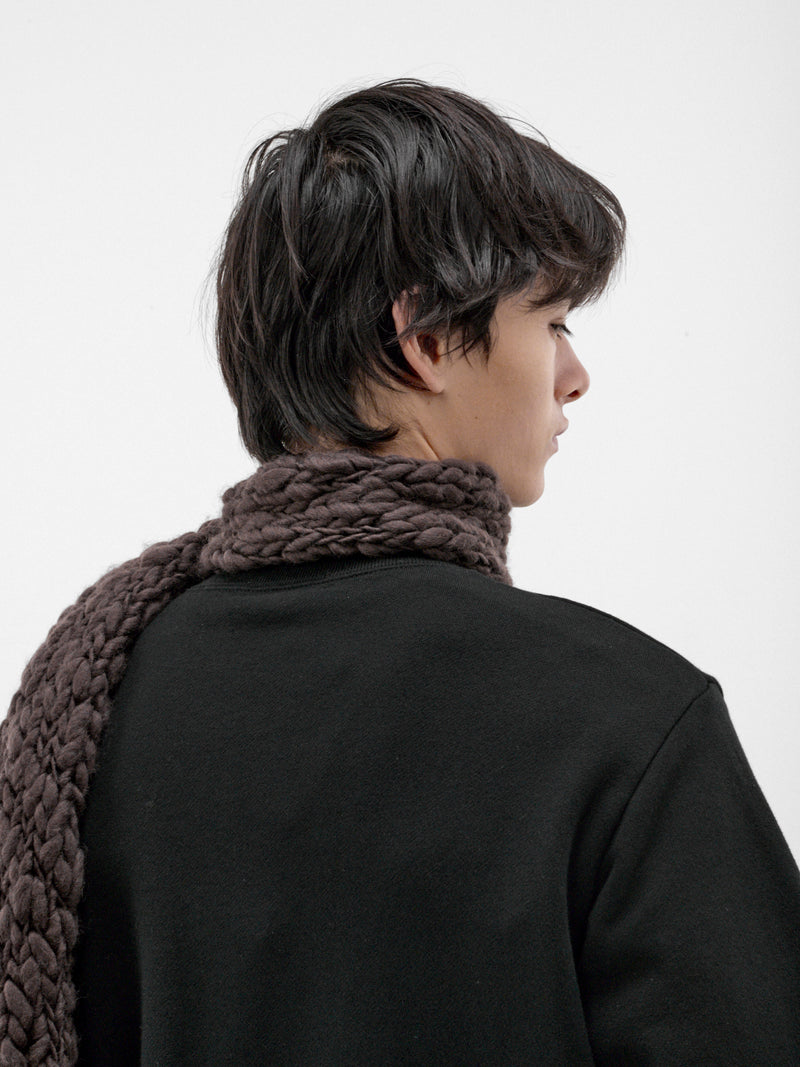 Brown Wool Chunky Knit Scarf (OA-AW26-ACC-102-02-BROWN)