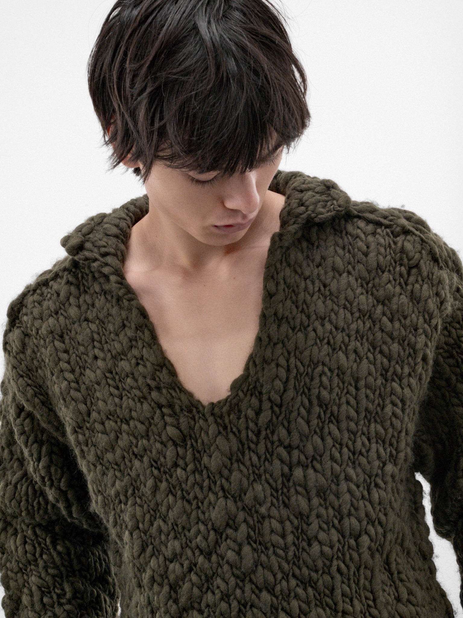Green Wool Merz Skipper Sweater (OA-AW26-KNT-101-03-GREEN)