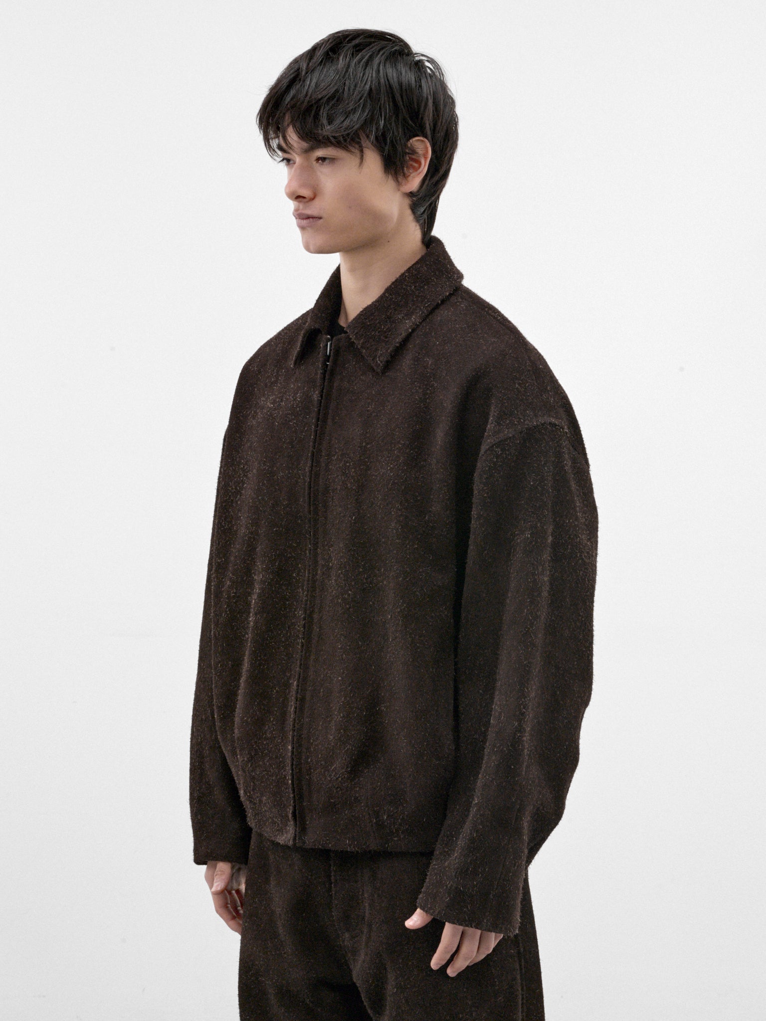 Brown Angora Suede Bud Blouson (OA-AW26-LTH-103-02-BROWN)