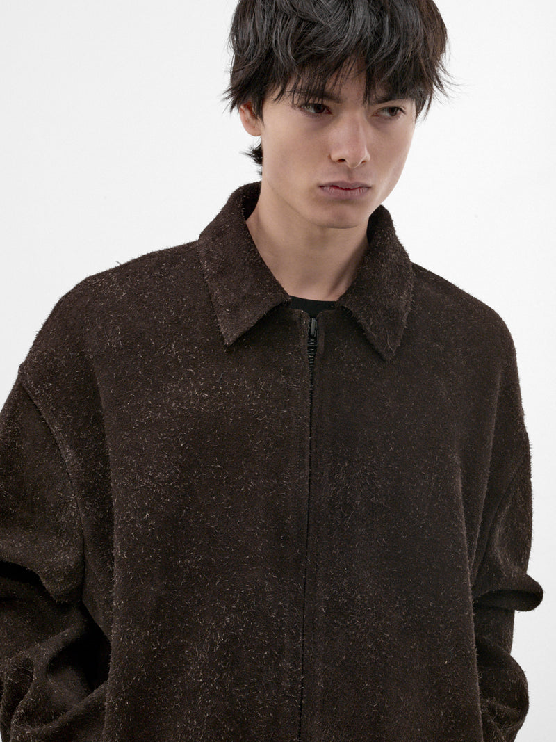 Brown Angora Suede Bud Blouson (OA-AW26-LTH-103-02-BROWN)