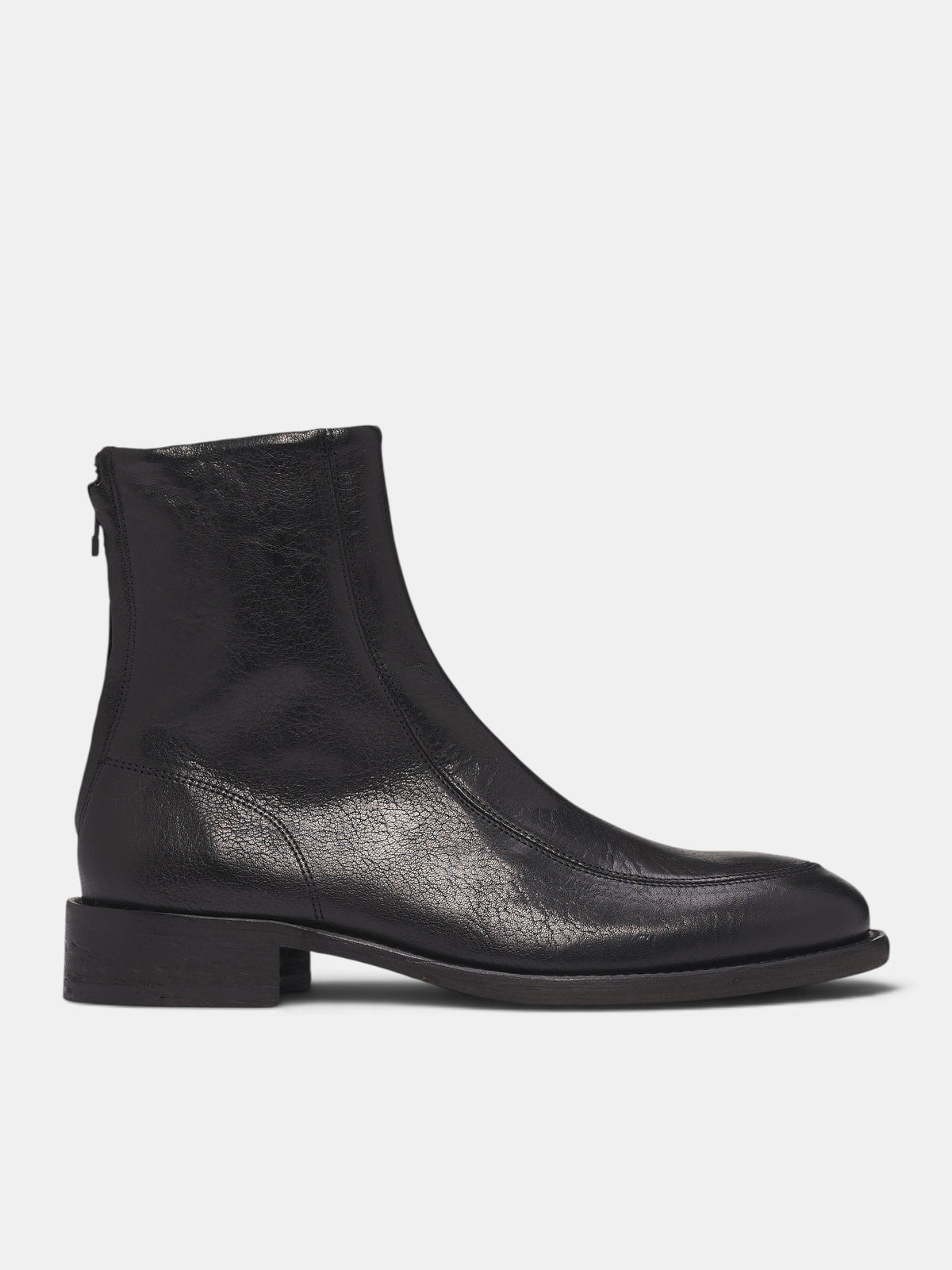 Black Goat Leather Miller Boots (OA-AW26-SHO-101-01-BLACK)