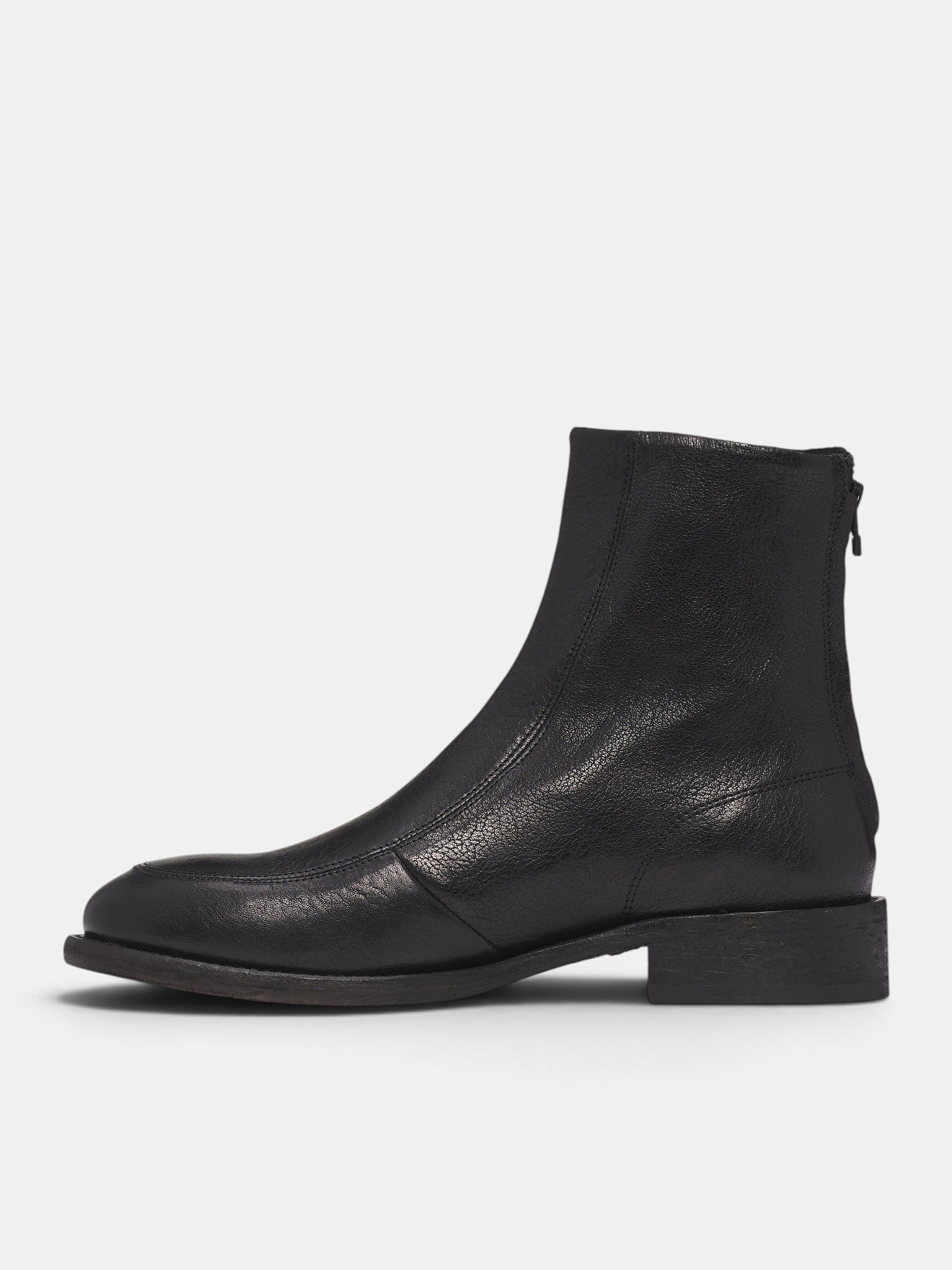 Black Goat Leather Miller Boots (OA-AW26-SHO-101-01-BLACK)
