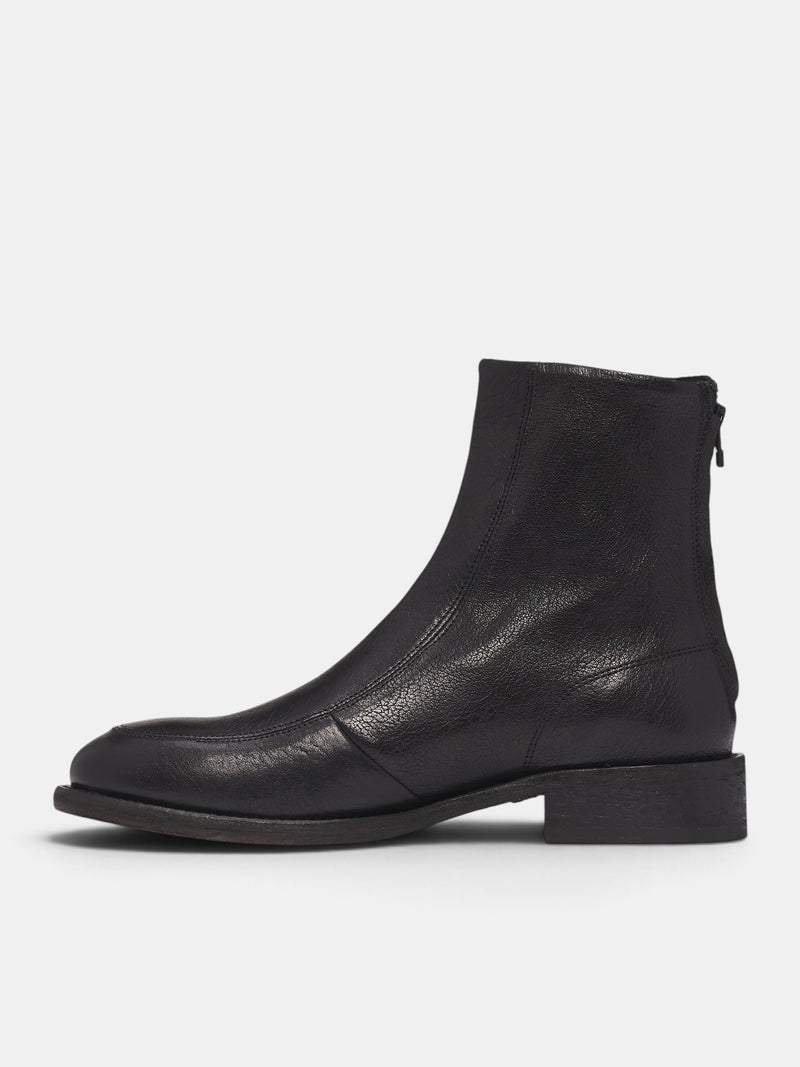 Black Goat Leather Miller Boots (OA-AW26-SHO-101-01-BLACK)