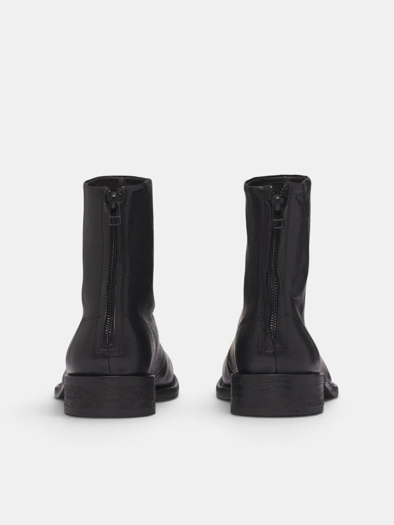 Black Goat Leather Miller Boots (OA-AW26-SHO-101-01-BLACK)