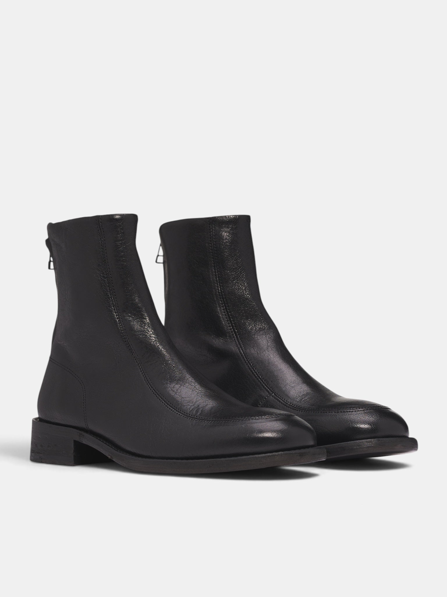 Black Goat Leather Miller Boots (OA-AW26-SHO-101-01-BLACK)