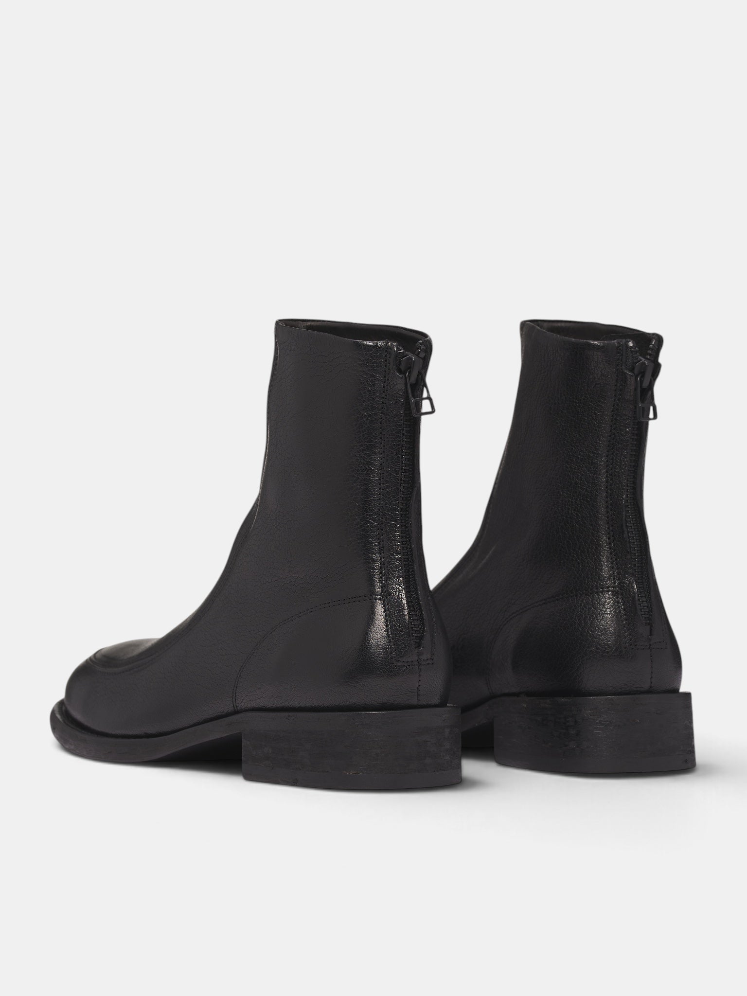 Black Goat Leather Miller Boots (OA-AW26-SHO-101-01-BLACK)