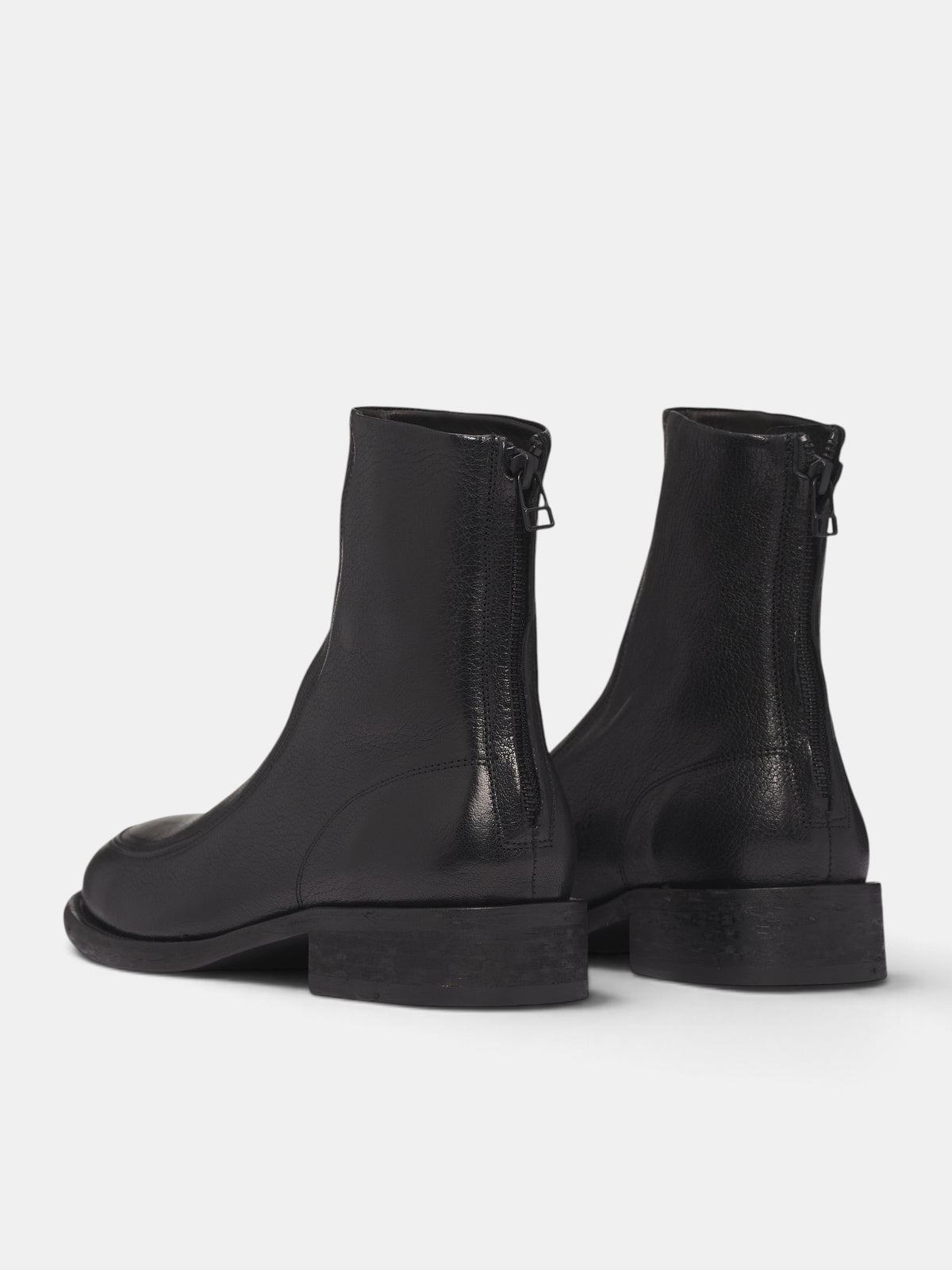Black Goat Leather Miller Boots (OA-AW26-SHO-101-01-BLACK)