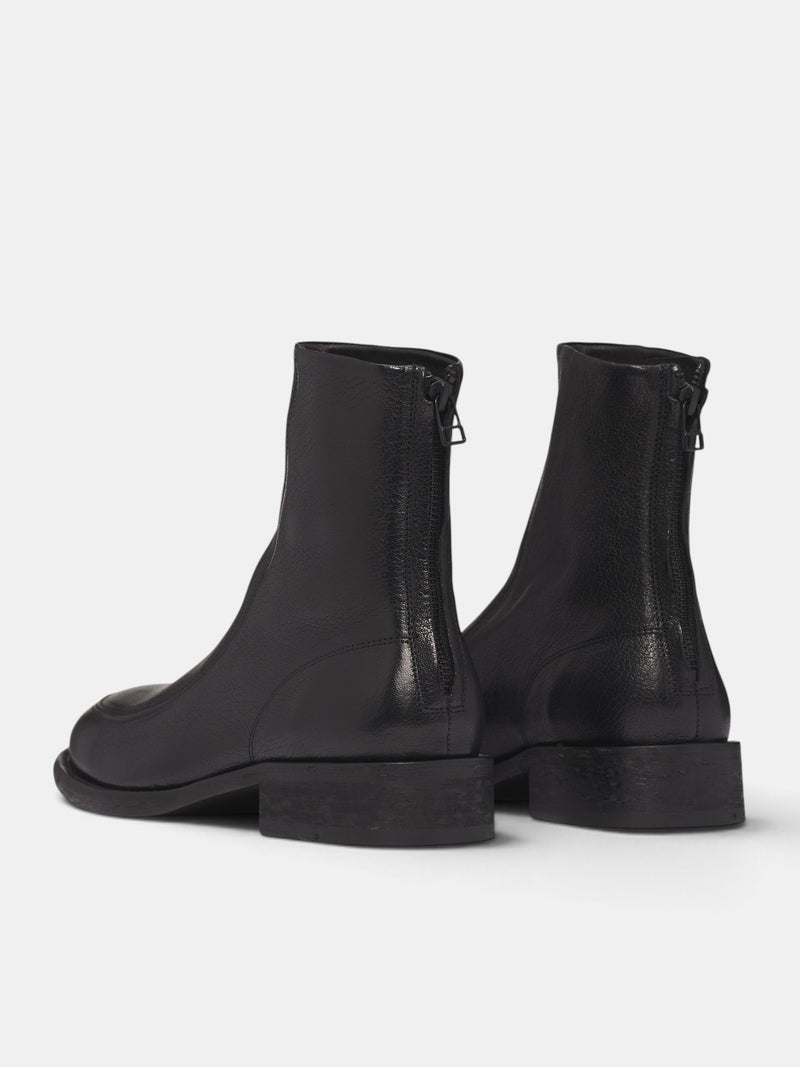 Black Goat Leather Miller Boots (OA-AW26-SHO-101-01-BLACK)