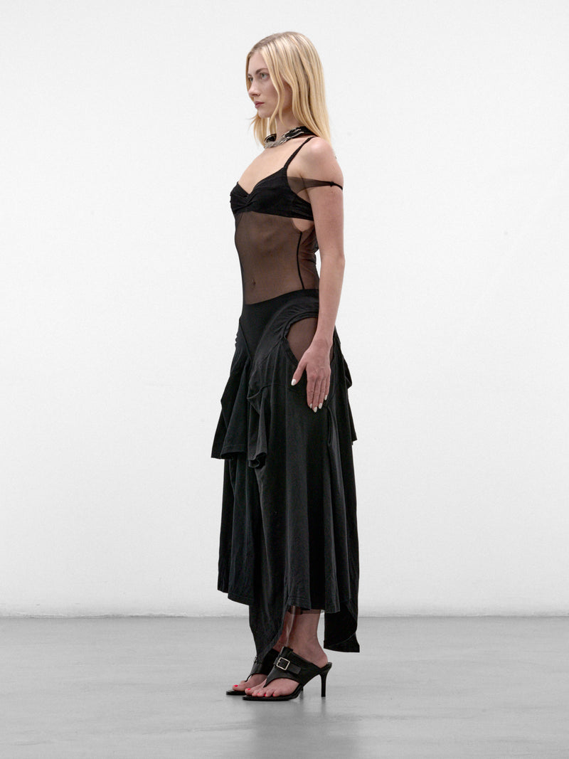 Off-Shoulder Mesh Maxi Dress (OFF-SHOULDER-TS-MESH-BLACK)