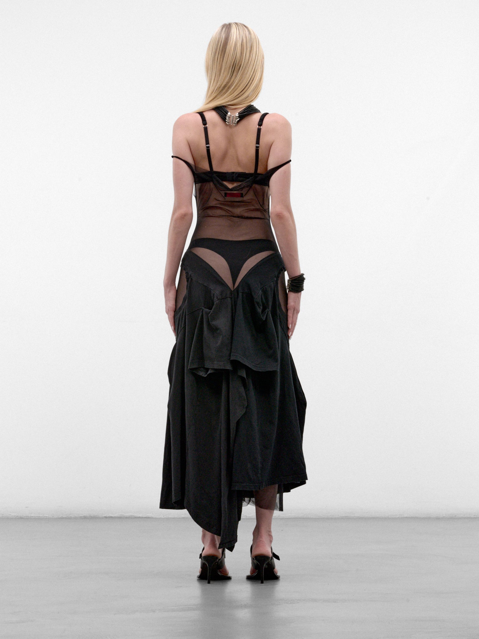 Off-Shoulder Mesh Maxi Dress (OFF-SHOULDER-TS-MESH-BLACK)
