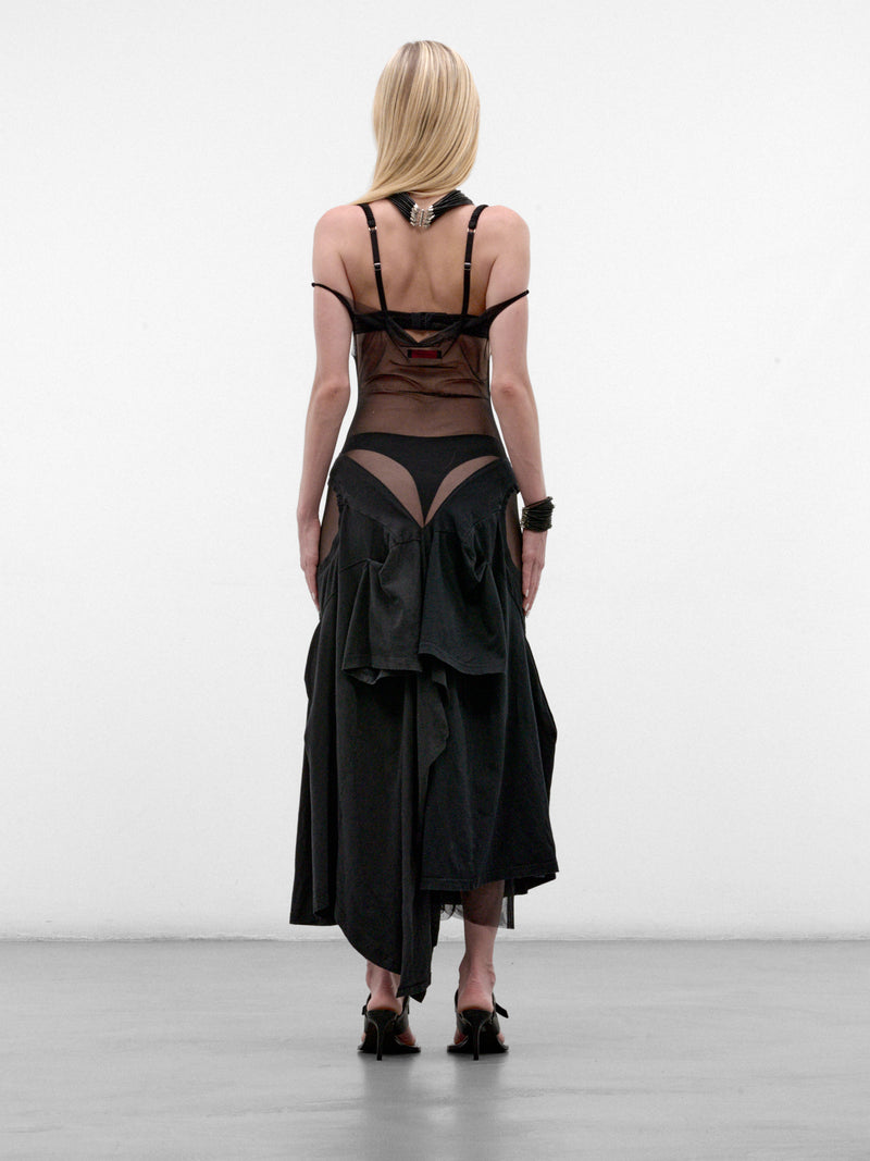 Off-Shoulder Mesh Maxi Dress (OFF-SHOULDER-TS-MESH-BLACK)