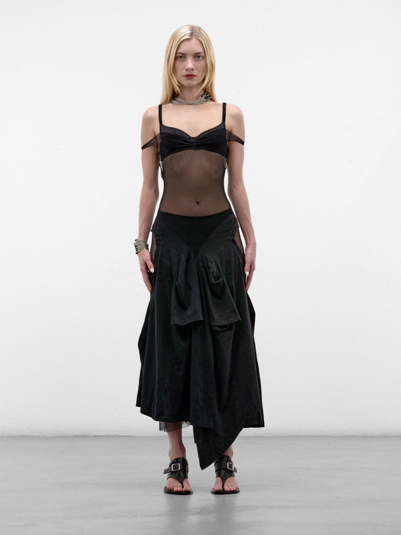 Off-Shoulder Mesh Maxi Dress (OFF-SHOULDER-TS-MESH-BLACK)