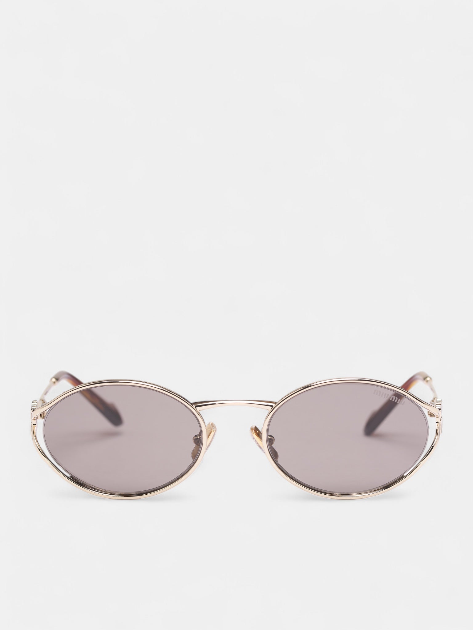 Gold-Tone Metal Oval Sunglasses (OMU-52YS-ZVN80Q54-PALE-GOLD)