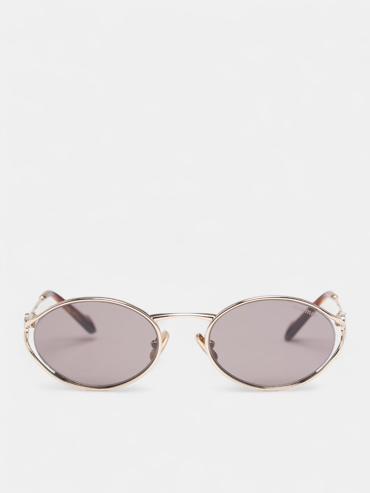 Gold-Tone Metal Oval Sunglasses (OMU-52YS-ZVN80Q54-PALE-GOLD)