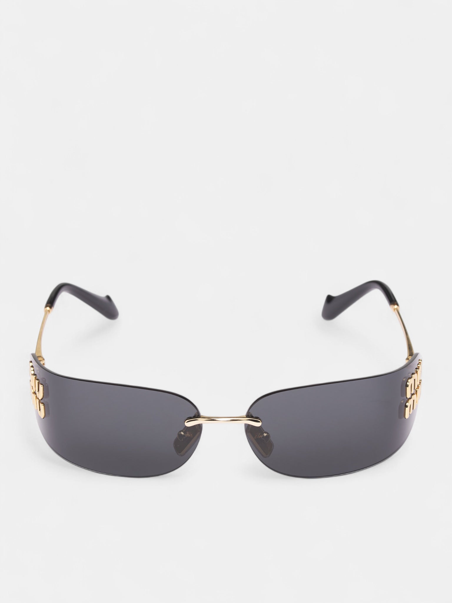 Gold-Tone Metal Shield Sunglasses (OMU-A51S-5AK5S075-GOLD-DARK-GR)