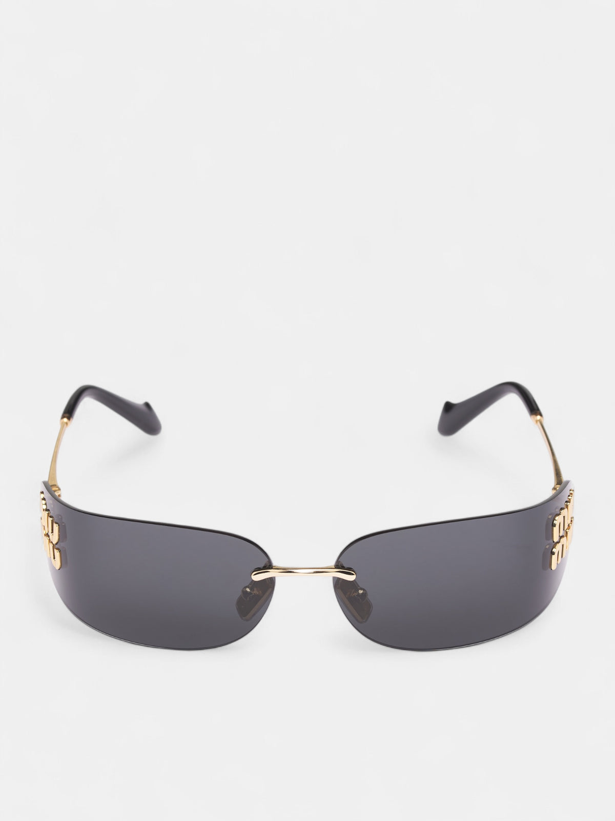 Gold-Tone Metal Shield Sunglasses (OMU-A51S-5AK5S075-GOLD-DARK-GR)