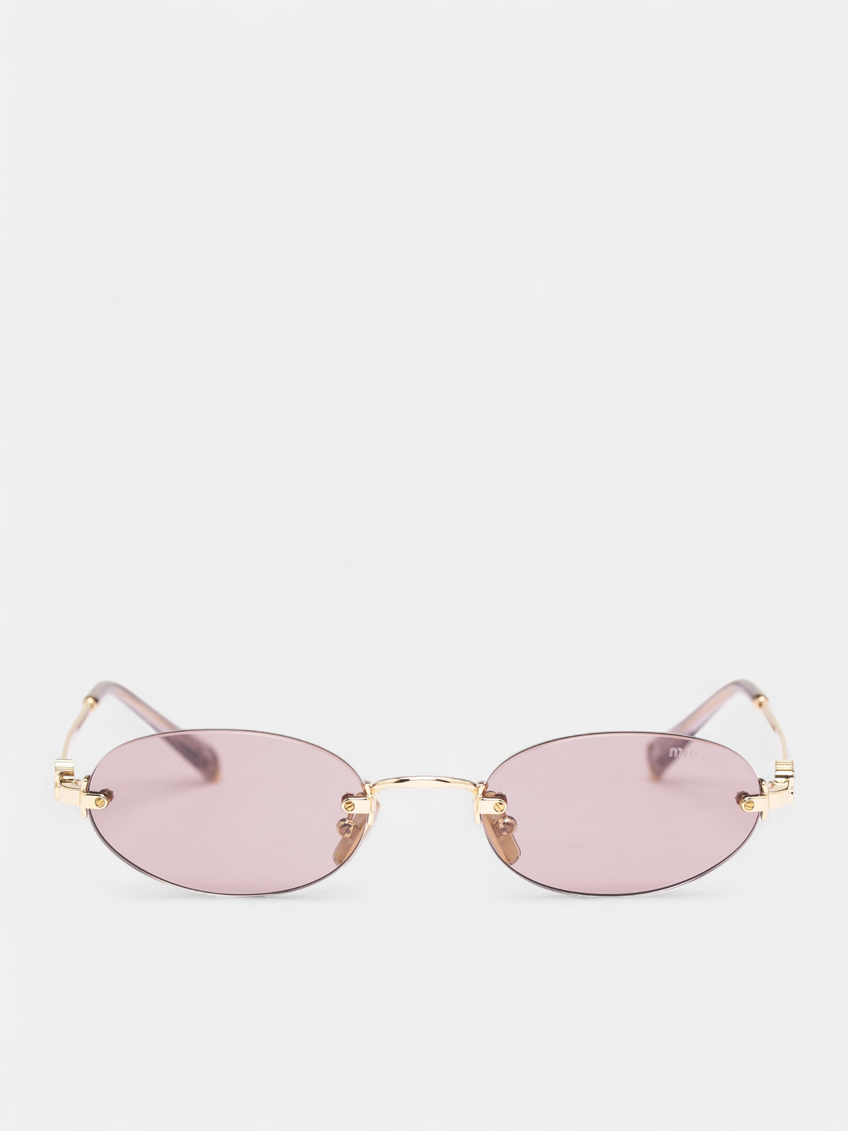 Gold-Tone Metal Oval Sunglasses (OMU-A54S-5AK0I51- GOLD-LIGHT-P)