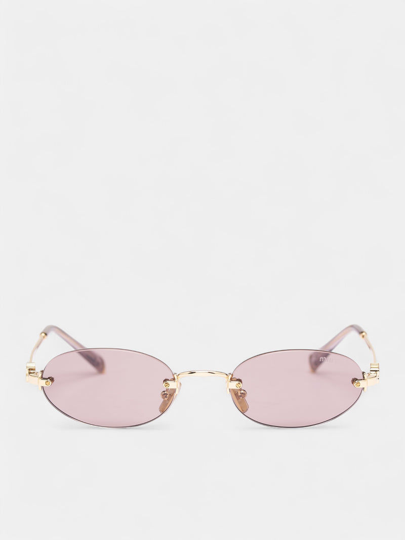 Gold-Tone Metal Oval Sunglasses (OMU-A54S-5AK0I51- GOLD-LIGHT-P)
