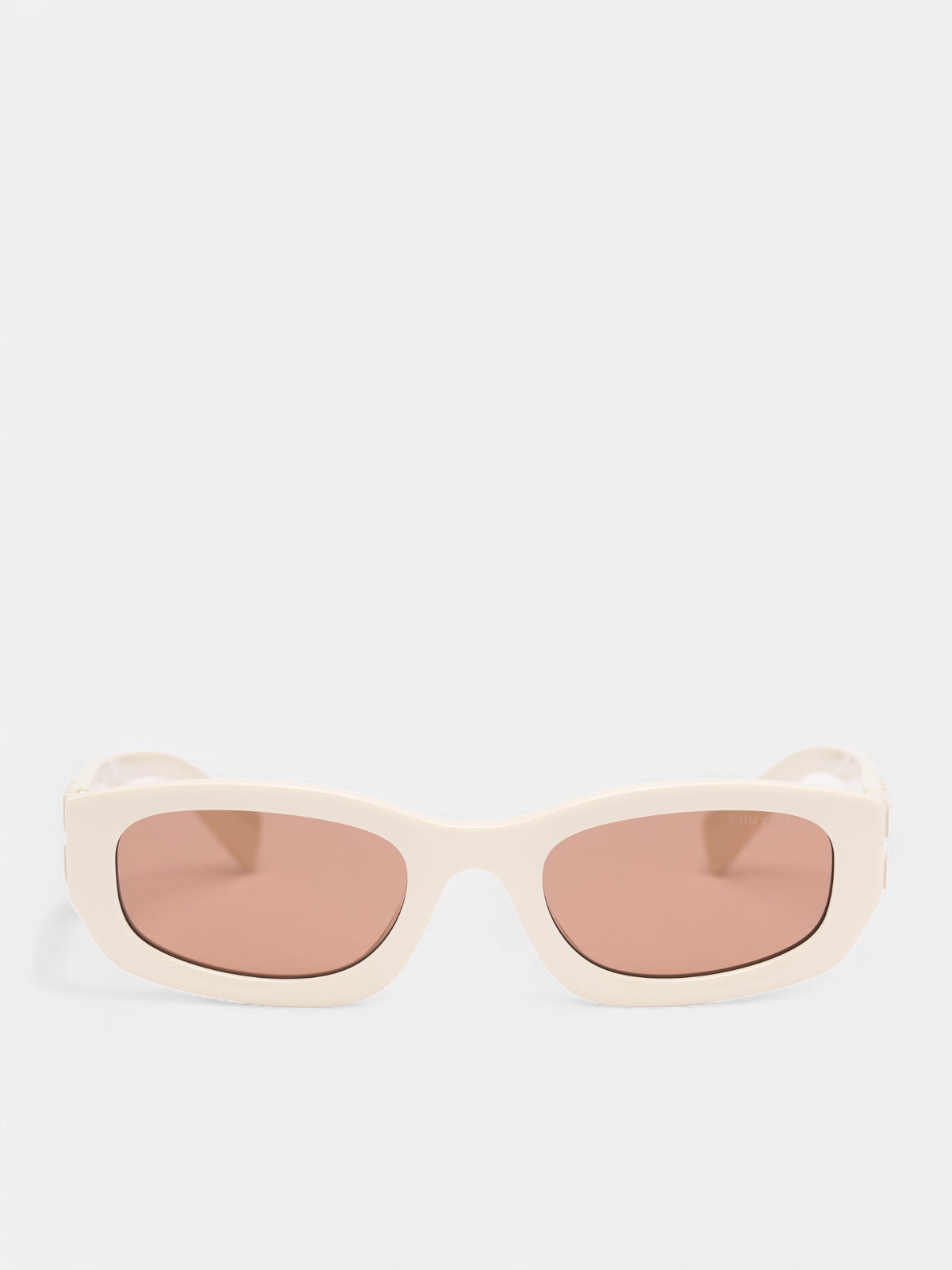 White Matte Rectangular Sunglasses (OMU-B04S-21D90Q53-MILK-BROWN)