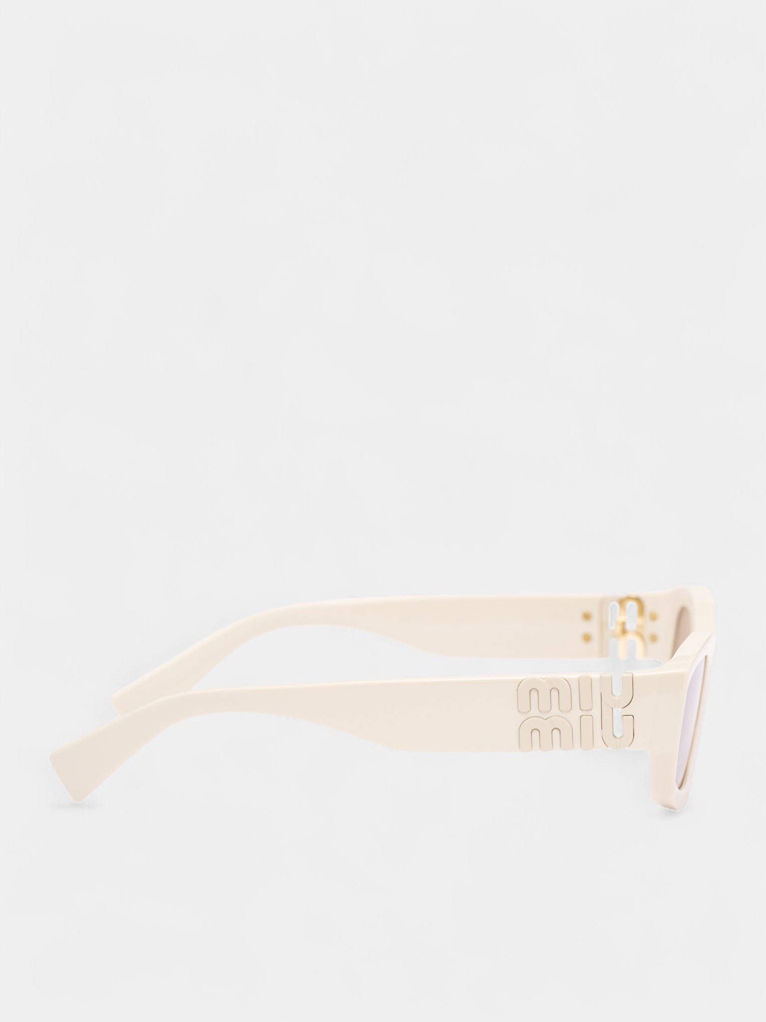 White Matte Rectangular Sunglasses (OMU-B04S-21D90Q53-MILK-BROWN)