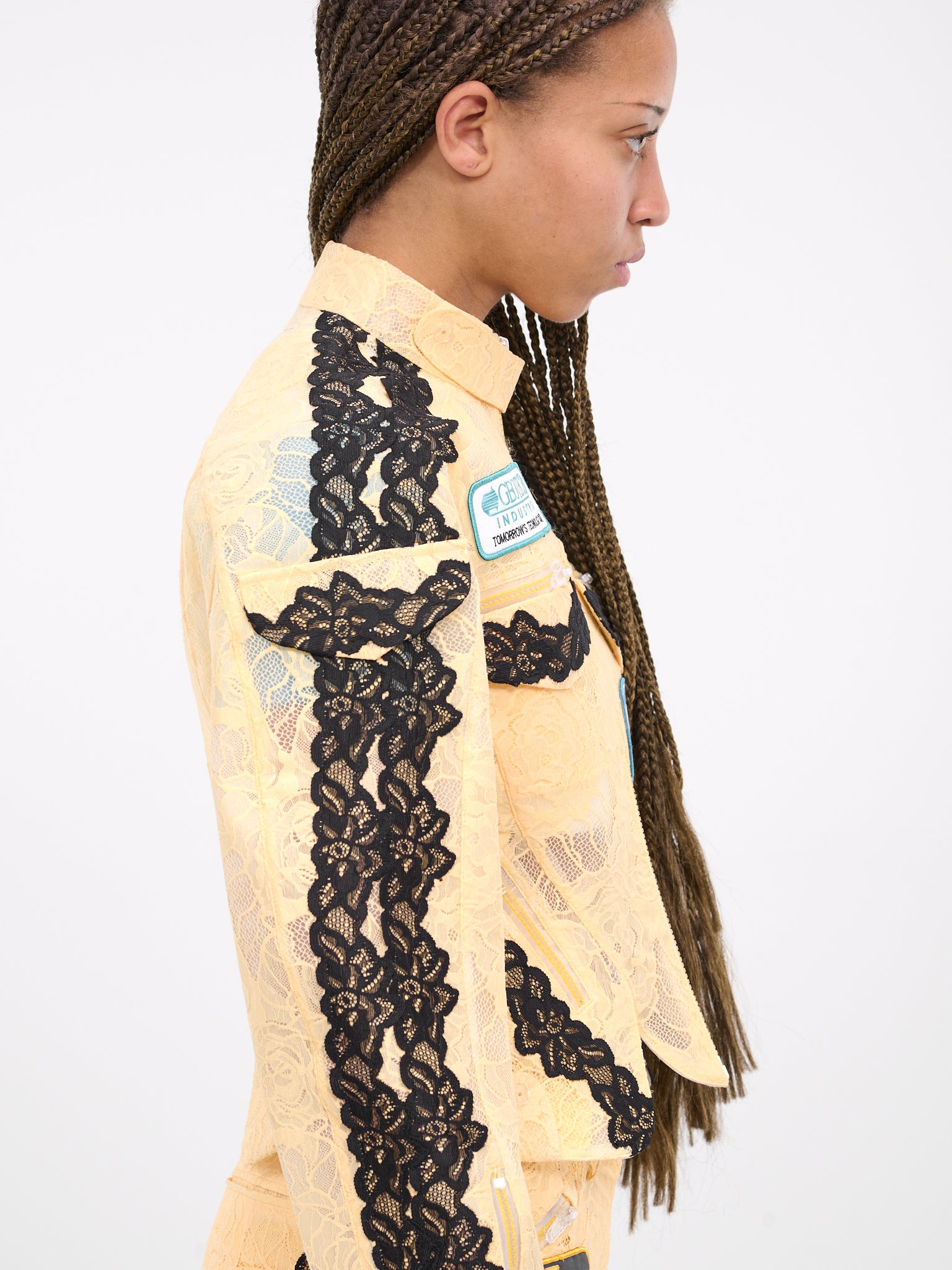 Lace Biker Jacket (OOJK01-YELLOW-BLACK)