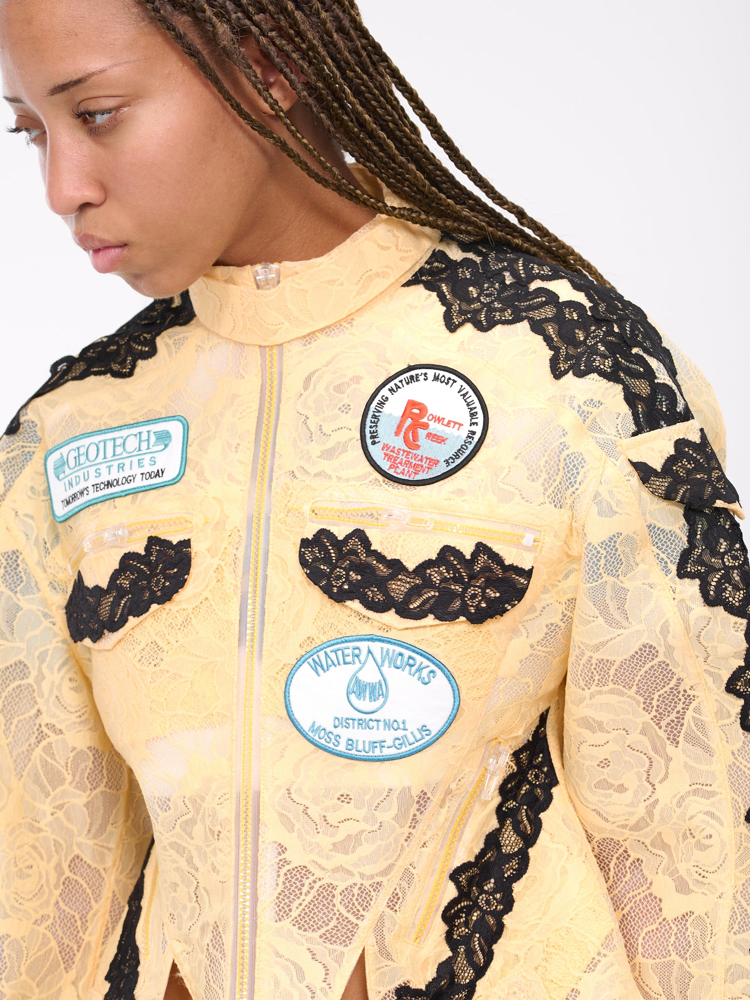 Lace Biker Jacket (OOJK01-YELLOW-BLACK)