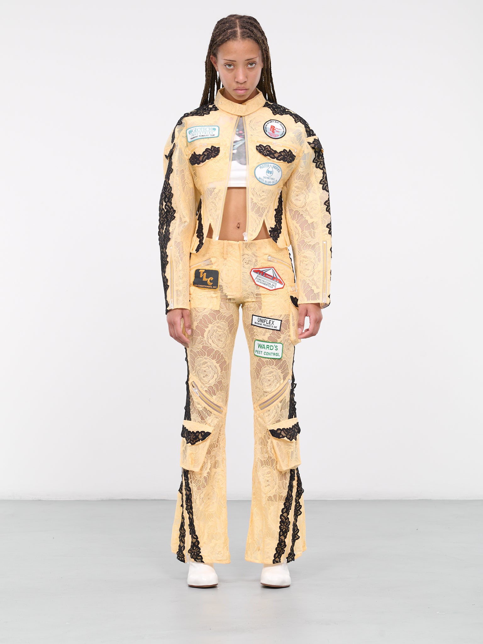 Lace Biker Jacket (OOJK01-YELLOW-BLACK)