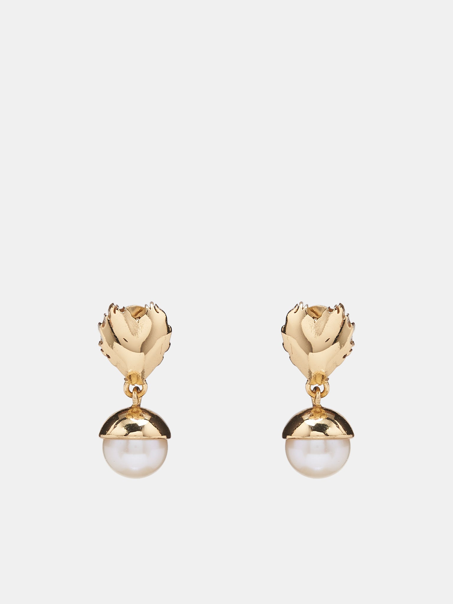 Flame Heart Pearl Earrings (OR01PL-YELLOW-GOLD)