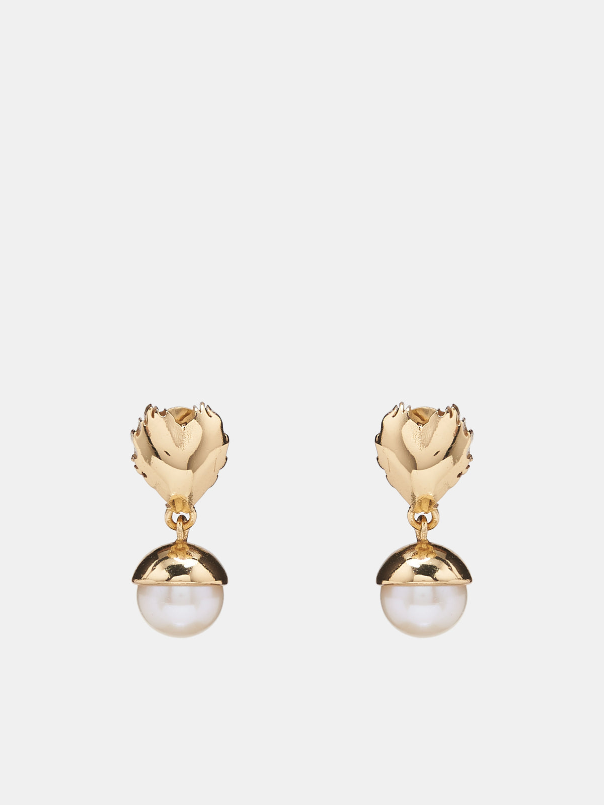 Flame Heart Pearl Earrings (OR01PL-YELLOW-GOLD)