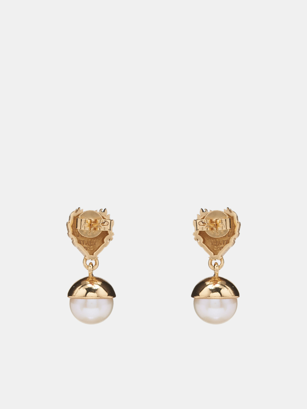 Flame Heart Pearl Earrings (OR01PL-YELLOW-GOLD)