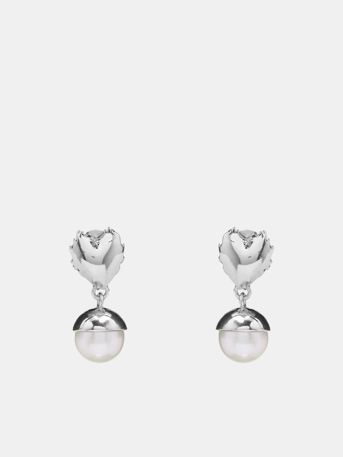 Flame Heart Pearl Earrings (OR01RH-WHITE-GOLD)