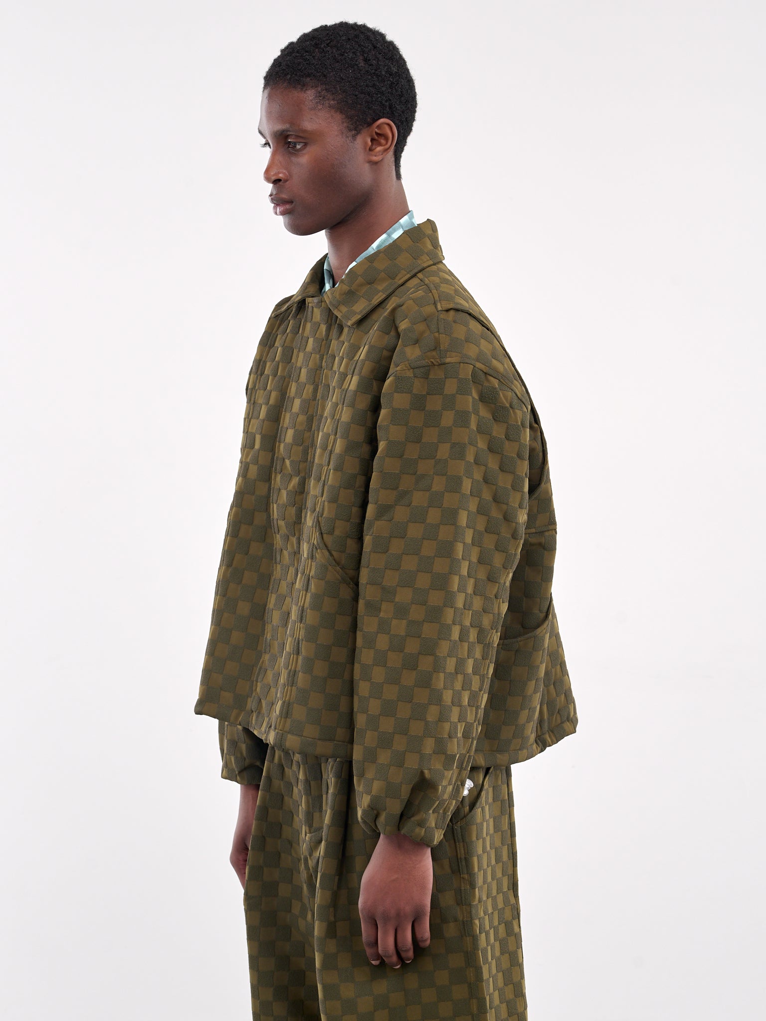 Checkerboard Boxy Jacket (OT003002-GREEN)