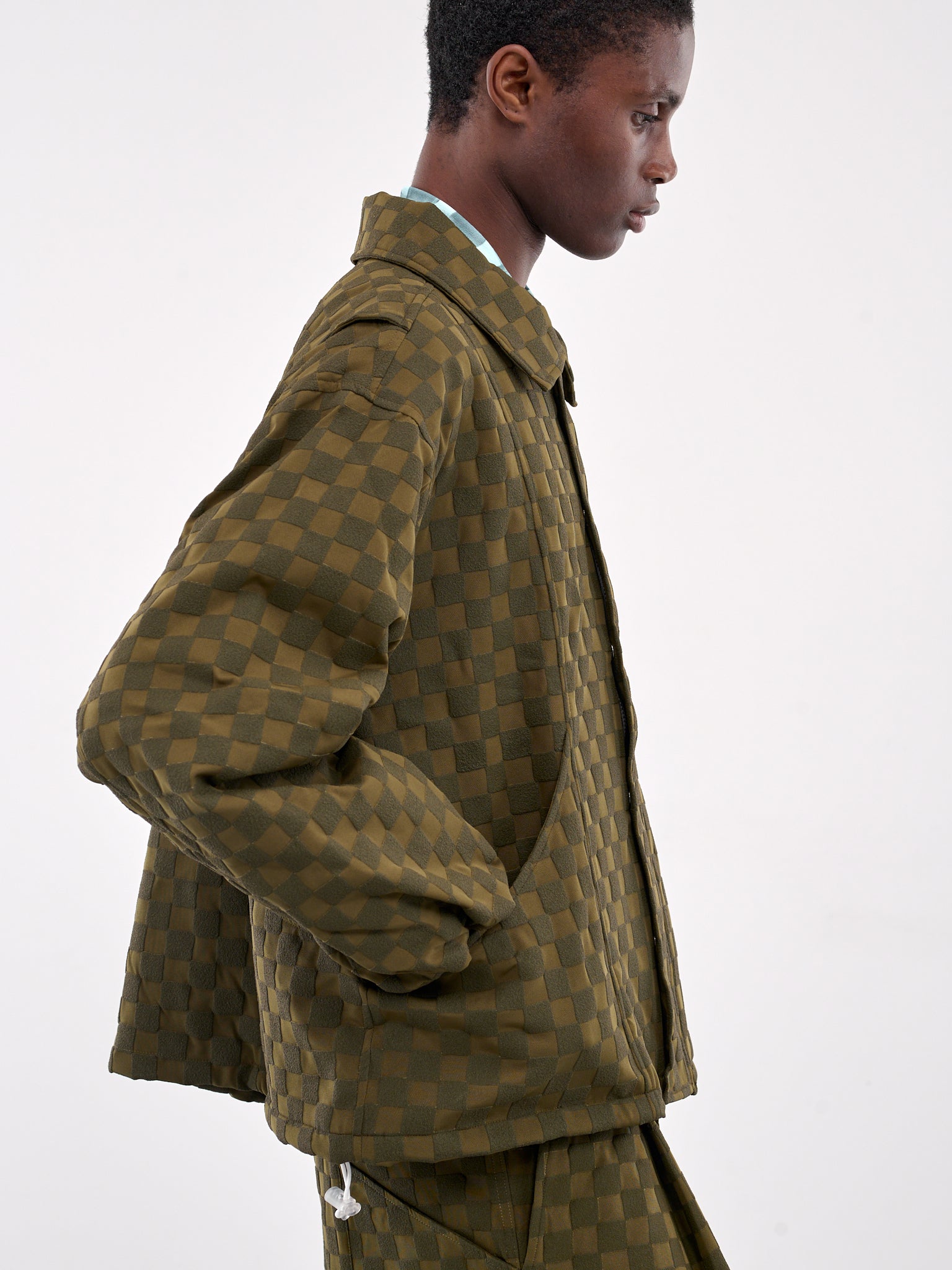 Checkerboard Boxy Jacket (OT003002-GREEN)