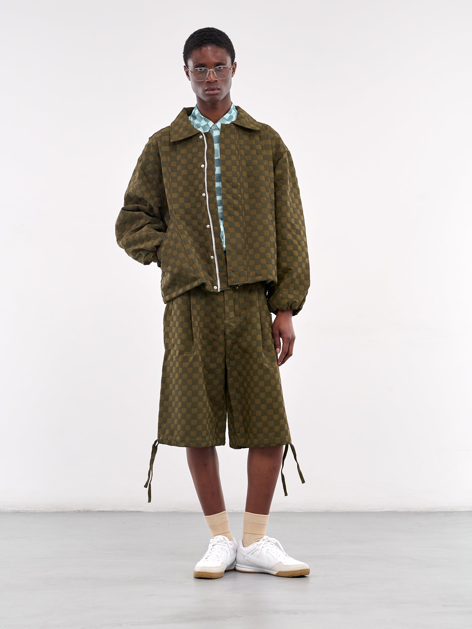 Checkerboard Boxy Jacket (OT003002-GREEN)