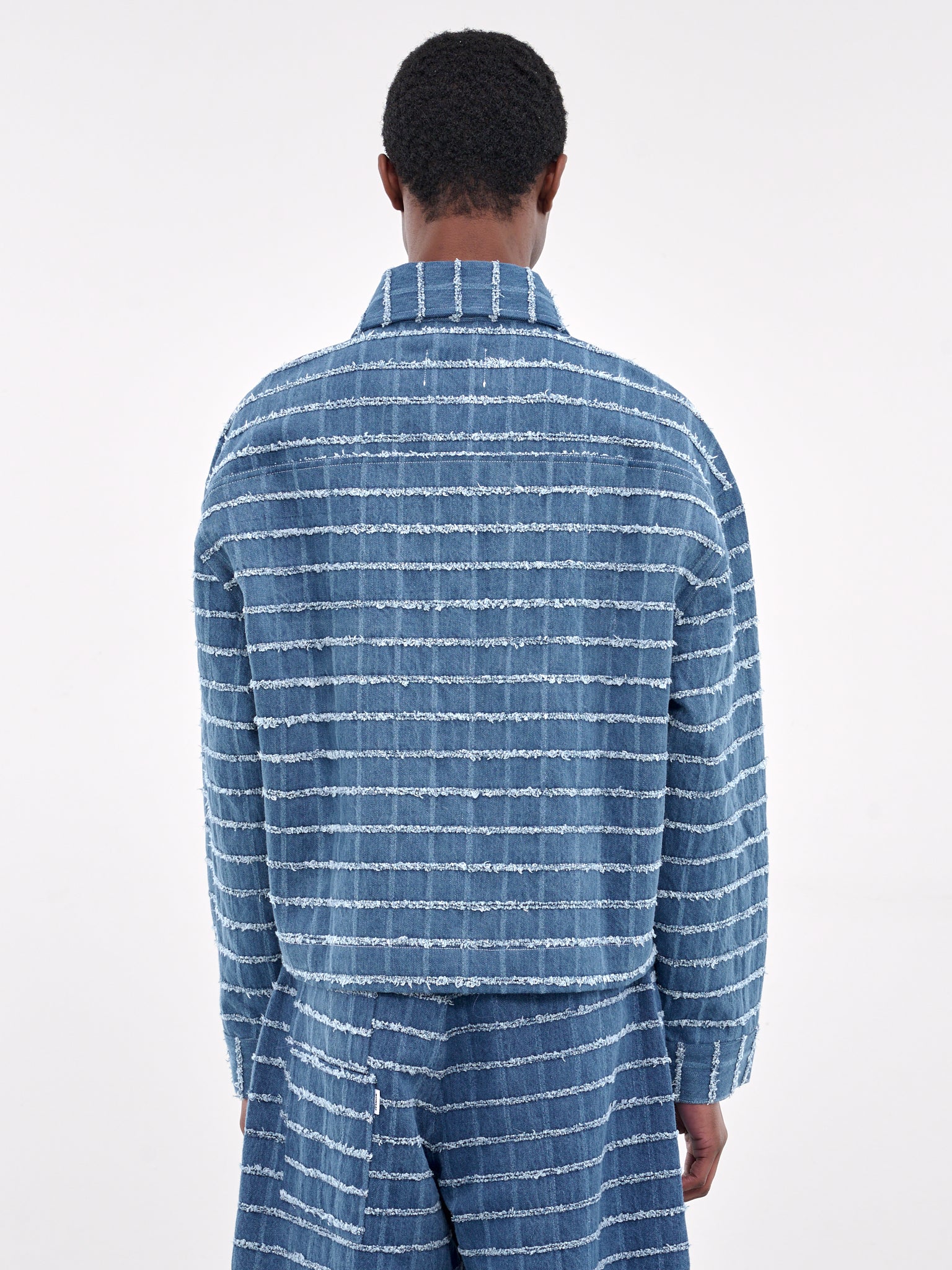 Frayed Stripe Shirt (OT004001-BLUE)