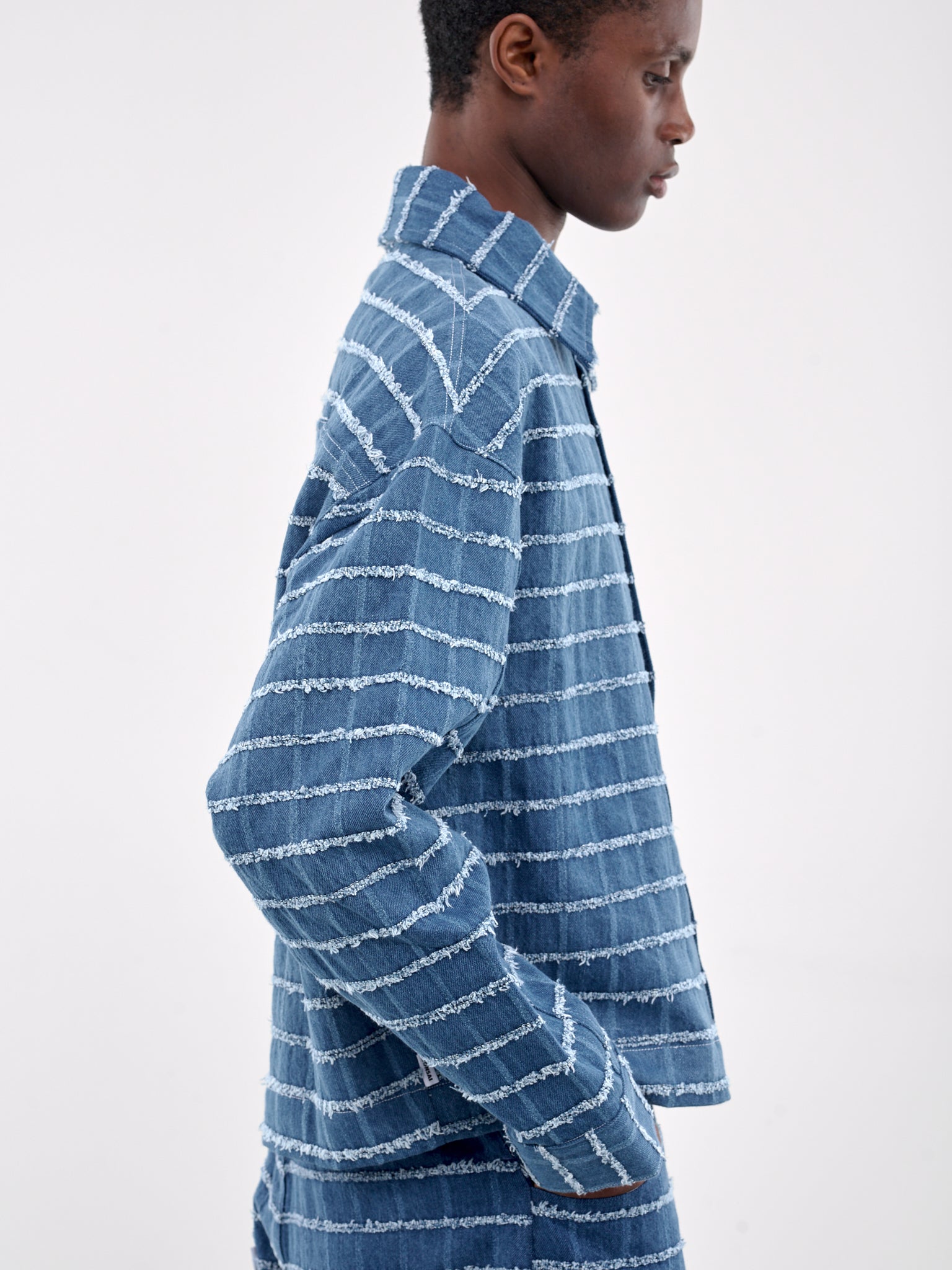 Frayed Stripe Shirt (OT004001-BLUE)