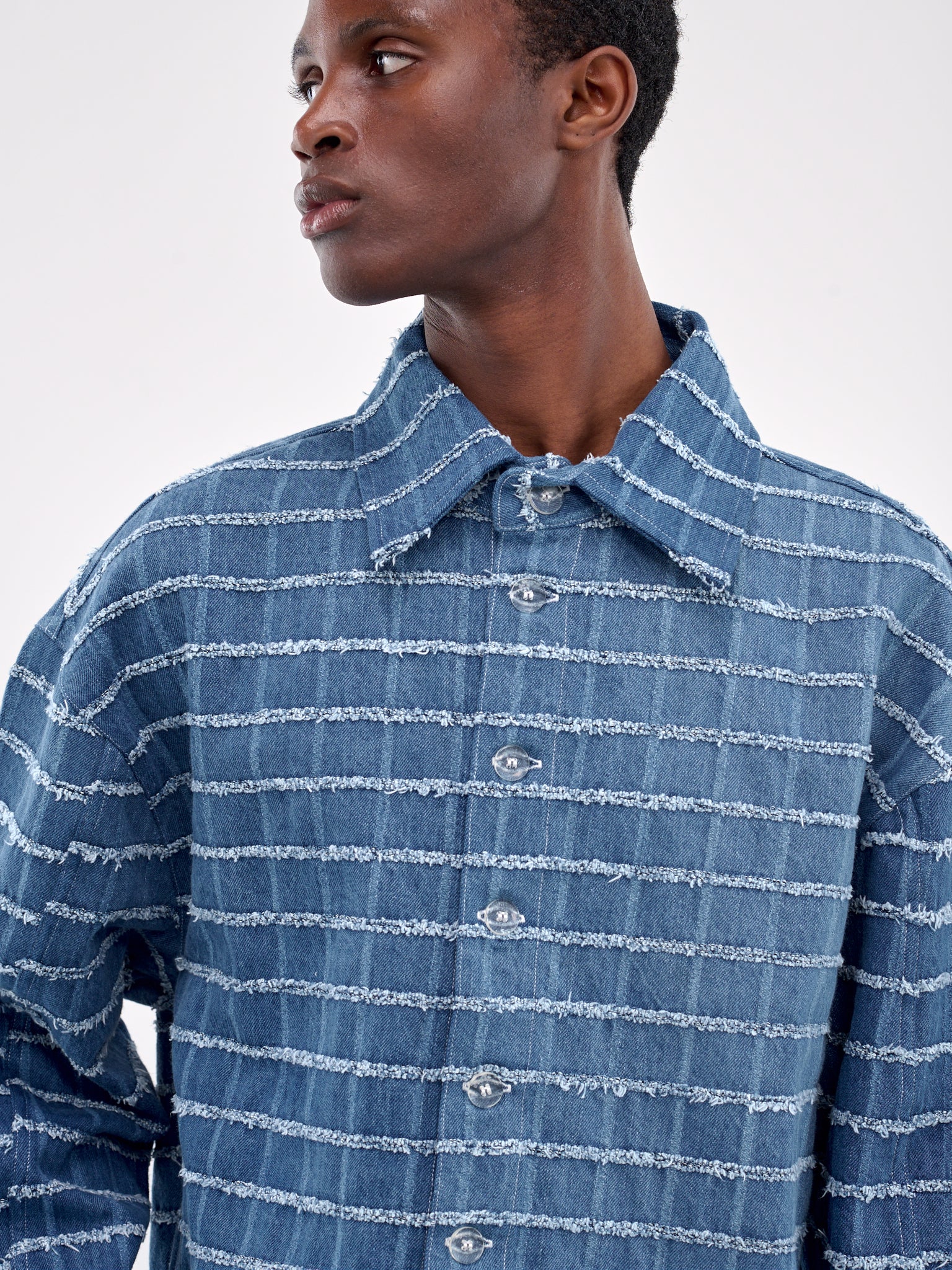 Frayed Stripe Shirt (OT004001-BLUE)