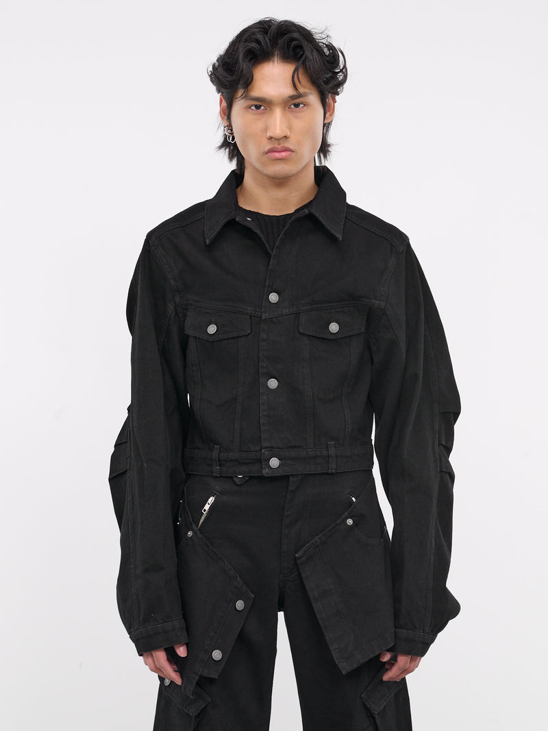 Deconstructed Denim Jacket (OU-003-C-RAW-BLACK)