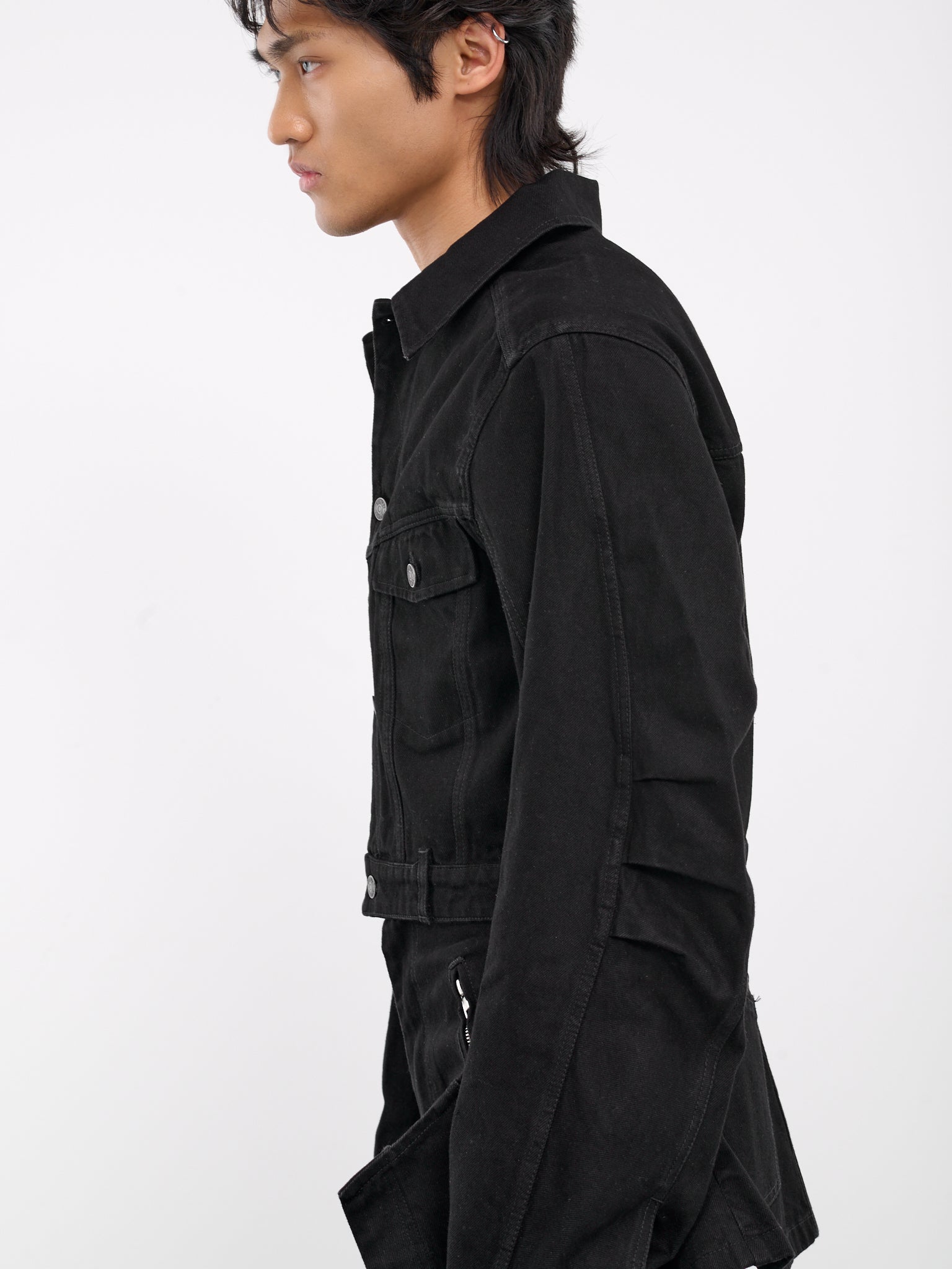Deconstructed Denim Jacket (OU-003-C-RAW-BLACK)