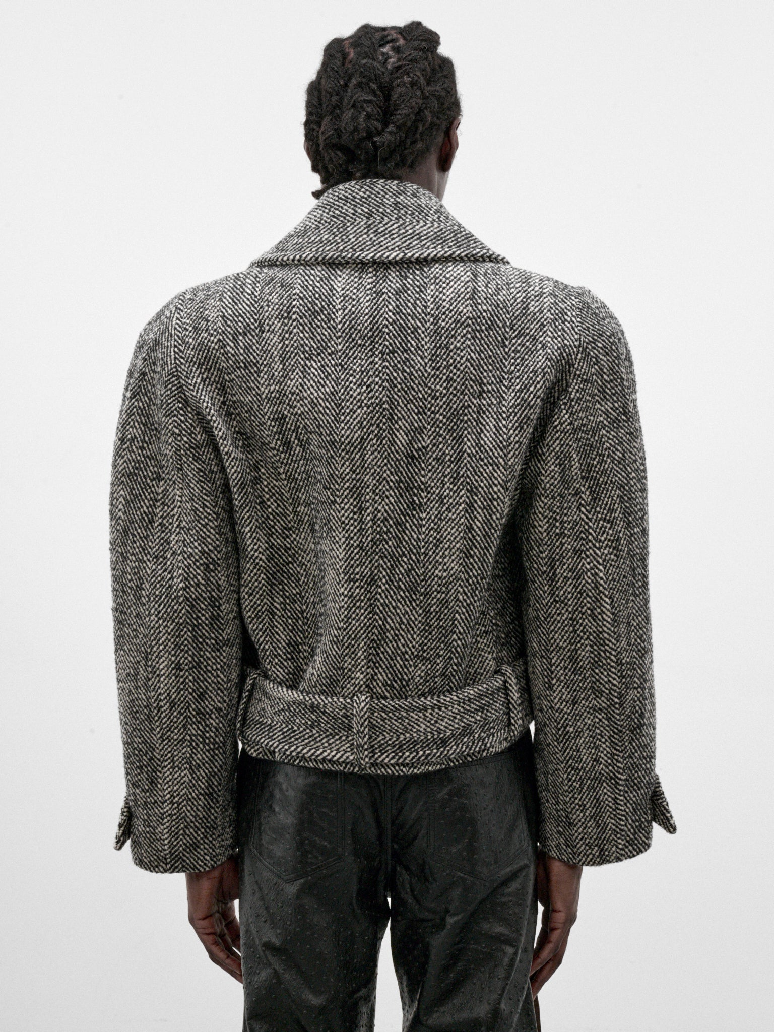 Black Wool Cropped Jacket (OU-004-B-BLACK-WHITE)