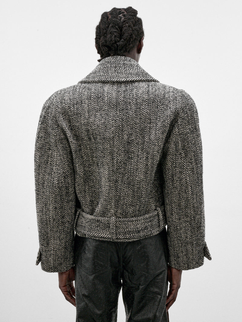 Black Wool Cropped Jacket (OU-004-B-BLACK-WHITE)