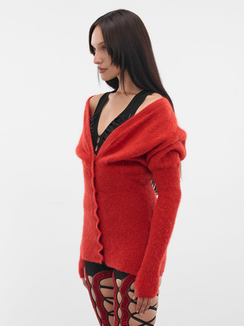 Red Oversized Off-Shoulder Cardigan (OVER-SIZED-CARDIGAN-AMBER)