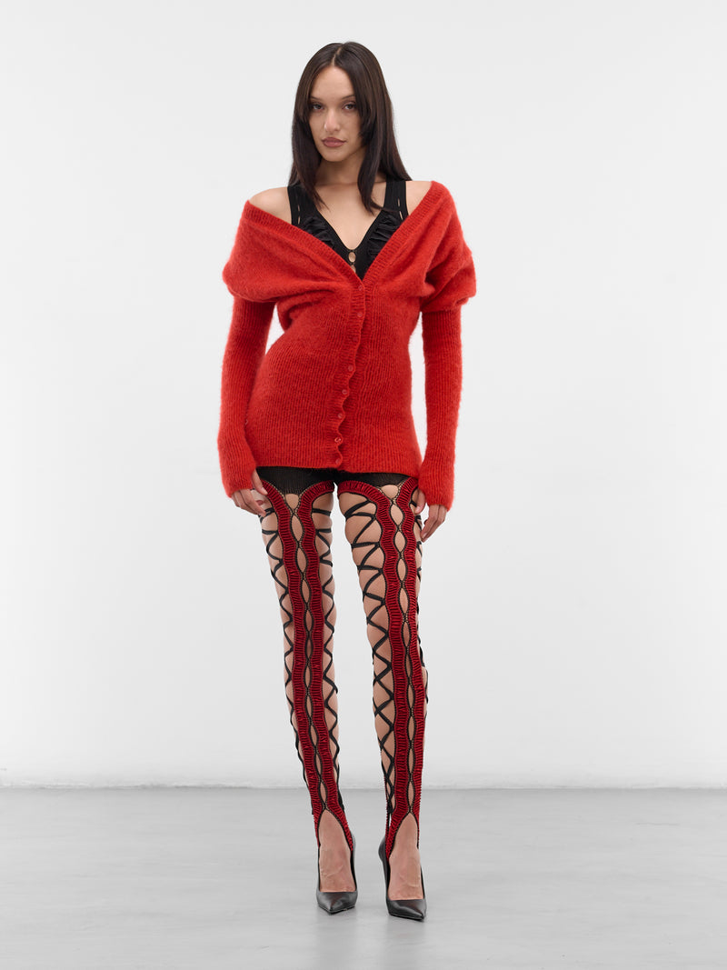 Red Oversized Off-Shoulder Cardigan (OVER-SIZED-CARDIGAN-AMBER)