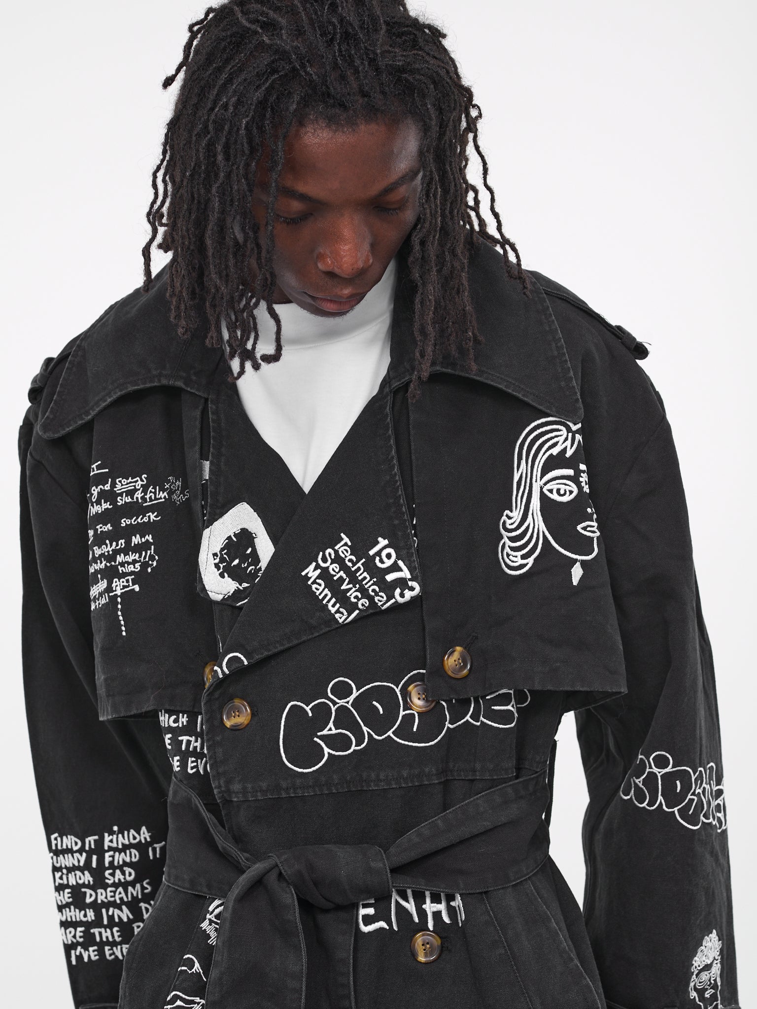 Embroidered Trench Coat (OW-15-BLACK)