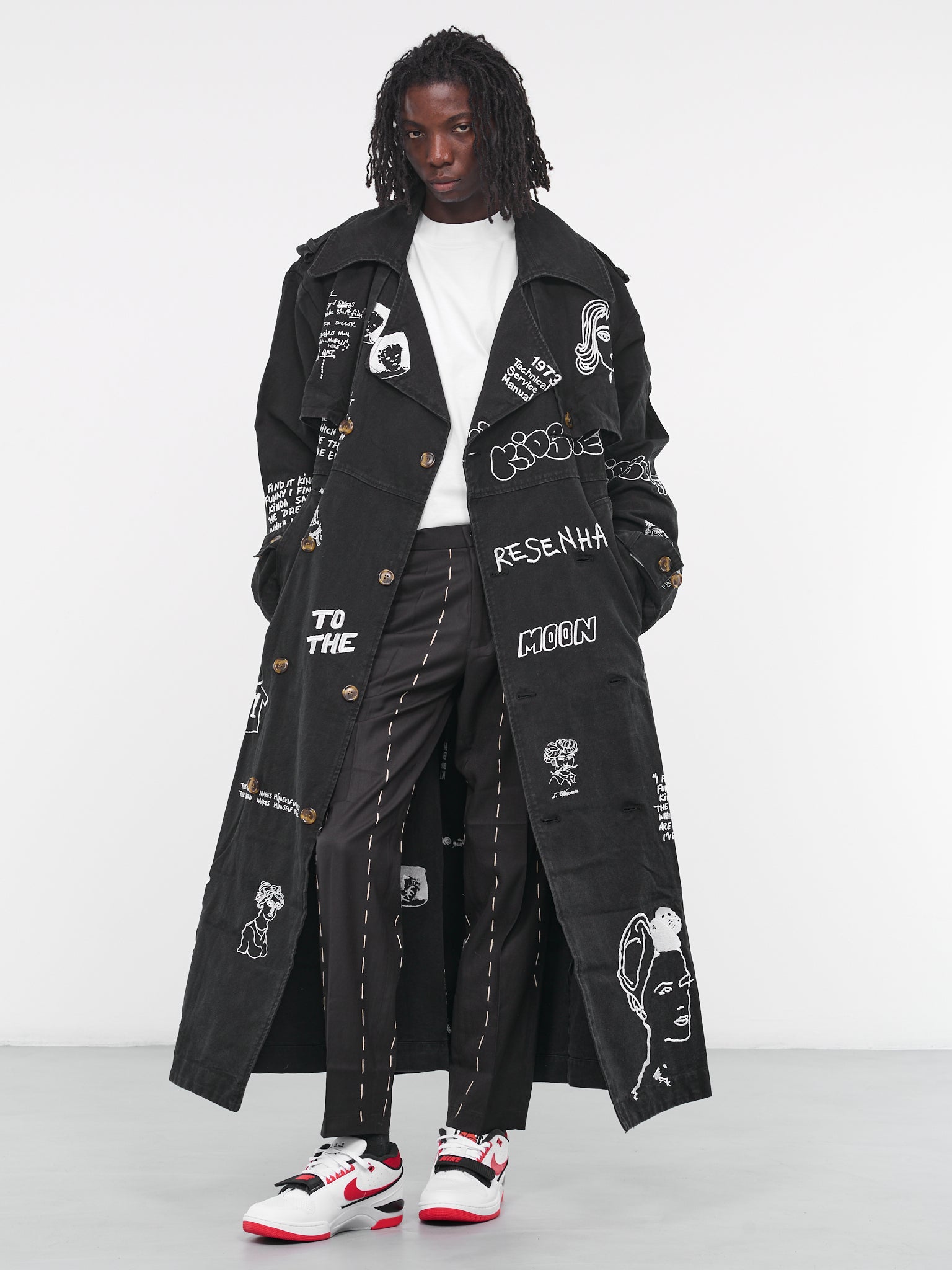 Embroidered Trench Coat (OW-15-BLACK)