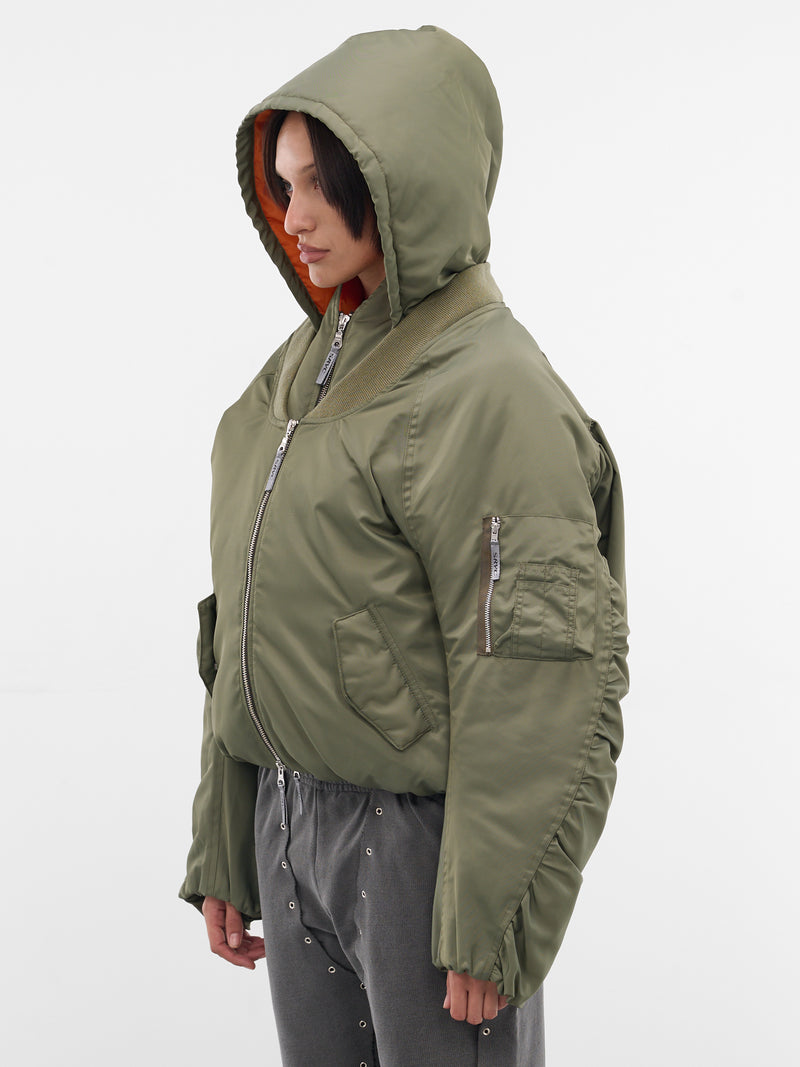 Green Layered Halter Nylon Bomber (OW01-W03-699-DARK-GREEN)